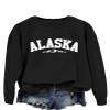 Pifnxtamy Sweatshirts for Women Alaska Letter Graphic Tees Retro Mountain Shirt Crewneck Sweater Long Sleeve Pullover Black view 2