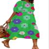 Akivide Women Casual Boho Floral Print Maxi Dress Summer Half Puff Sleeve Crewneck Tiered Swing Flowy Beach Loose Tshirt Long Dress Plus Size 2024 view 1