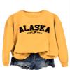 Pifnxtamy Sweatshirts for Women Alaska Letter Graphic Tees Retro Mountain Shirt Crewneck Sweater Long Sleeve Pullover Yellow view 2