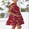 nclook Women's Summer Casual Ruffled Sleeve Dress with Pockets Sweet & Cute V-Neck Mini Dress Burgundy Floral view 3
