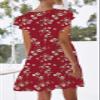 nclook Women's Summer Casual Ruffled Sleeve Dress with Pockets Sweet & Cute V-Neck Mini Dress Burgundy Floral view 4