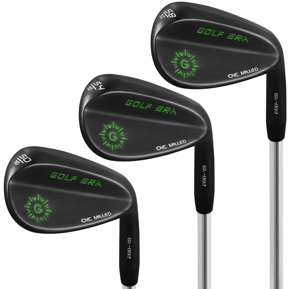 Golf Era Golf Wedge - Premium Golf Wedge Set or Individual 50/52/54/56/58/60 - CNC Milled Face for More Spin (Black 50 54 58 Set) - Golf Gap Wedge Sand Wedge Lob Wedge (Black, RH 50 54 58 Set)