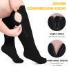 Oxzawg Zipper Plus Size Compression Socks for Women Men Wide Calf, 15 mmHg Knee High Graduated Support for Circulation view 2
