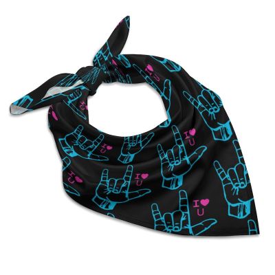 WXENAIEDK Sign Language I Love You Bandanas Multi-Purpose Scarf Headband Handkerchiefs for Women Men