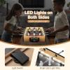 Giantex 20 Inch Foosball Table - Tabletop Football Table w/LED Lights, Realistic Players & 2 Balls, Wooden Soccer Game Table for Kids Adults, Mini Foosball Table for Party, Game Room, Family Night view 3
