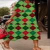 Akivide Women Casual Boho Floral Print Maxi Dress Summer Half Puff Sleeve Crewneck Tiered Swing Flowy Beach Loose Tshirt Long Dress Plus Size 2024 view 2