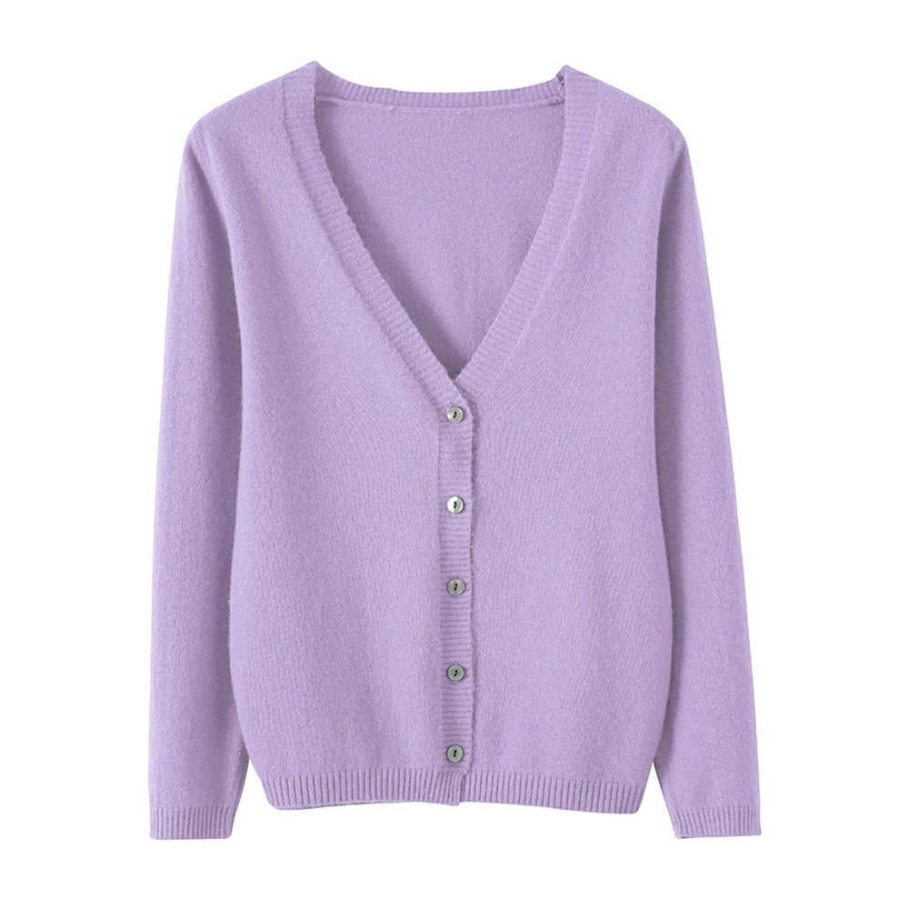 JOFOW v Neck Cardigan Sweaters for Women Women's V Neck Button Cardigan Sweater Corporate Outfits for Women Short Cardigan Sweaters for Women (Pink #2,Medium)