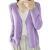 JOFOW v Neck Cardigan Sweaters for Women Women's V Neck Button Cardigan Sweater Corporate Outfits for Women Short Cardigan Sweaters for Women (Pink #2,Medium) view 2