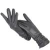 Classic Pleated Leather Gloves Women Color Genuine Leather Winter Gloves