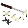 PATIKIL Retractable Billiards Cue Stick Bridge, EVA Pool Cue Accessory with Removable Metal Low/High/Cross Bridge Head for Pool Table Competition, Gold/Black view 1