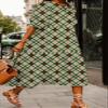 Akivide Women Casual Boho Floral Print Maxi Dress Summer Half Puff Sleeve Crewneck Tiered Swing Flowy Beach Loose Tshirt Long Dress Plus Size 2024 view 2