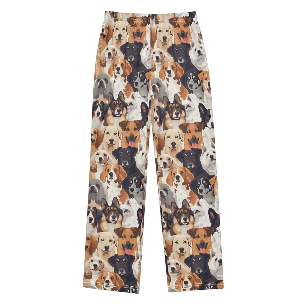 ALAZA Oil Painting Puppy Dog Pajama Pants Long Sleep Pant Pajama Bottoms Elastic Waist with Pockets 11-12 Years