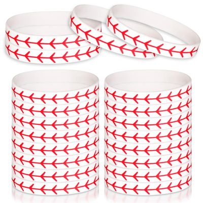XIHIRCD 20pcs Baseball Bracelets, Silicone Softball Wristbands Motivational Sports Ball Bracelets Party Sports Events Team Favors for Men Women Baseball Players