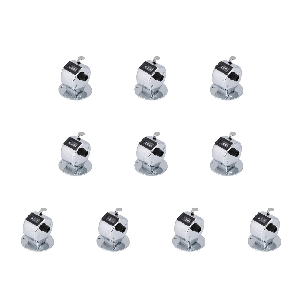Alomejor 10Pcs 4 Digit Tally Hand Counters Metal Lightweight Ring Sports Games Golf Counter for Supermarket Counting