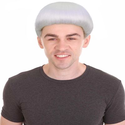 BC GOODS BY Adult Men's 9 Inch Halloween Retro Bowl Cut Wig  White Colors, Soft Synthetic Hair for Festivals & Anime Parties Flame-Retardant Synthetic Fiber