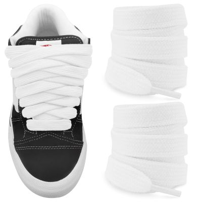 NDTEZUGT Fat Athletic Shoelaces for Skool Classic Skate Shoes, 5/8"(15mm) Wide Cotton Chunky Big Thick Replacement Laces (White, 63"/160cm)