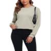 2024 Sweatshirt for Women Crewneck Long Sleeve Tops Winter Clothes Womens Fashion 2024 Brown 2XL view 3