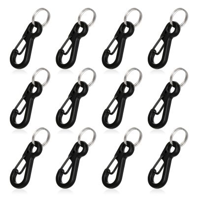 12Sets Mini Carabiner Clip Metal Spring Snap Hook 1 Inch Small Carabiner Clips Tiny Paracord Hanging Clips for Backpack Key Chain Dog Leash Fishing(Black)