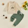 Kaipiclos Fall Toddler Baby Boy Clothes Long Sleeve Crewneck Sweatshirt and Pants Cute Winter Outfits 6 12 18 24 Month 3T 4T (Apricot, 12-18 Months) view 2