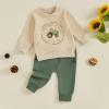 Kaipiclos Fall Toddler Baby Boy Clothes Long Sleeve Crewneck Sweatshirt and Pants Cute Winter Outfits 6 12 18 24 Month 3T 4T (Apricot, 12-18 Months) view 3