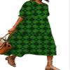 Akivide Women Casual Boho Floral Print Maxi Dress Summer Half Puff Sleeve Crewneck Tiered Swing Flowy Beach Loose Tshirt Long Dress Plus Size 2024 view 1