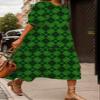 Akivide Women Casual Boho Floral Print Maxi Dress Summer Half Puff Sleeve Crewneck Tiered Swing Flowy Beach Loose Tshirt Long Dress Plus Size 2024 view 2