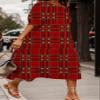 Akivide Women Casual Boho Floral Print Maxi Dress Summer Half Puff Sleeve Crewneck Tiered Swing Flowy Beach Loose Tshirt Long Dress Plus Size 2024 view 2