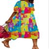 Akivide Women Casual Boho Floral Print Maxi Dress Summer Half Puff Sleeve Crewneck Tiered Swing Flowy Beach Loose Tshirt Long Dress Plus Size 2024 view 1