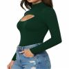 ALGALAROUND Short Long Sleeve Shirts for Women Basic Mock Turtle Neck Cut Out Tops Going Out T-Shirt Tee view 2