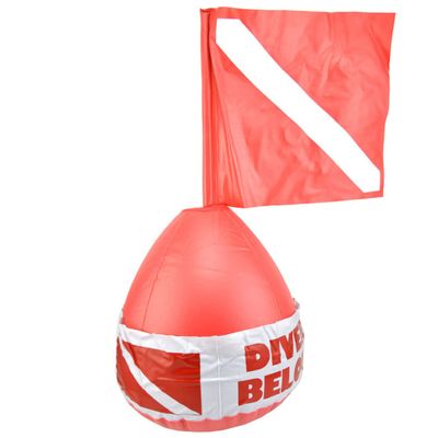 Eioflia Safety Gear, Dive Buoy Surface Marker Diving Signals Flag Inflatable Ball PVC Safety Sign Diver Below Red