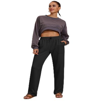 ELESOL Women's Athletic Pants - Polyester Rayon Spandex Blend Protective Pants Black