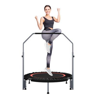 ALTLER 40"/48" Foldable Mini Fitness Rebounder with Adjustable Foam Handle, Max Load 330/440 lbs, Indoor Cardio Exercise Rebounder for Adults
