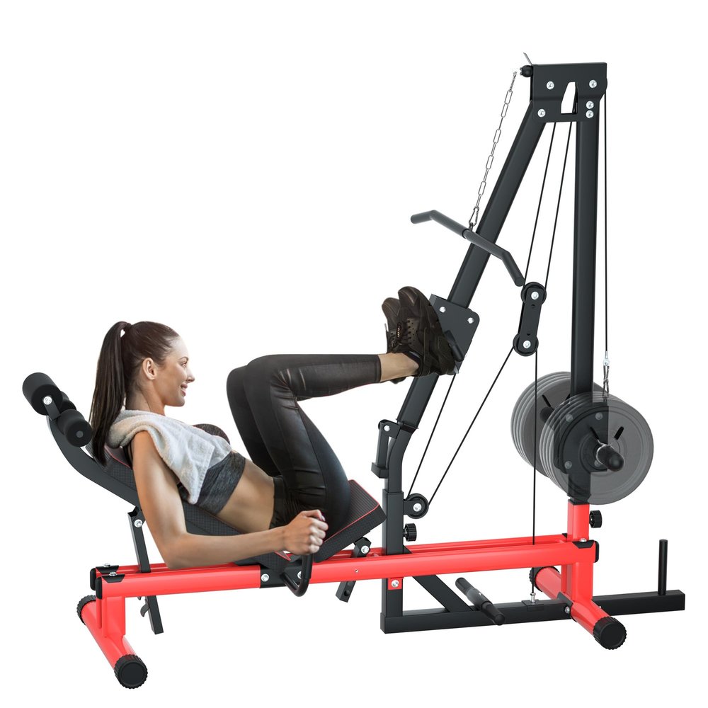 VIVITORY Leg Press Machine & LAT Pull Down - Heavy Duty Full Body Workout Equipment for Home Gym, Effective for Glutes, Hamstrings & Quads, Includes Weight Storage