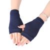 BLULILY Unisex Cotton Knitted Fingerless Gloves Solid Color Stretchy Thumb Hole Wrist Length Driving Mittens Hand Warmers