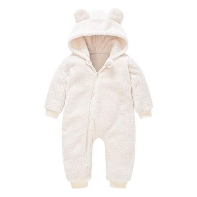 AIMAOMI Newborn Baby Bear Onesi Baby Warm Snowsuit Jumpsuit Warm Hooded Outfits Double Line Design Baby Winter (White, 12-18 Months)