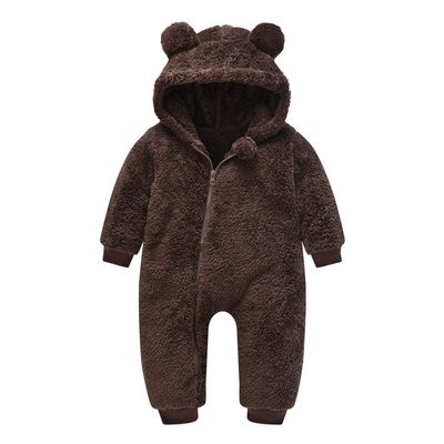 AIMAOMI Newborn Baby Bear Onesi Baby Warm Snowsuit Jumpsuit Warm Hooded Outfits Double Line Design Baby Winter (Coffee, 6-12 Months)