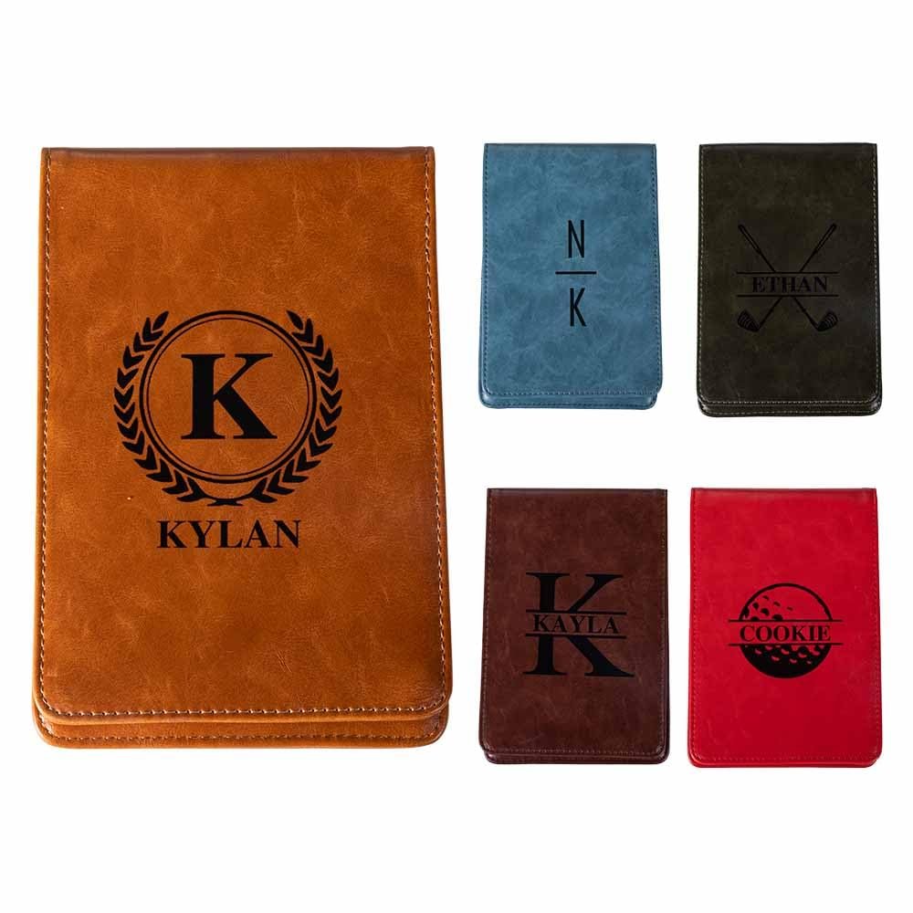 BYFDIY Custom Name Golf Scorecard Holder Leather Personalized Monogram Golf Yardage Book Cover Birthday Gifts 13.784.53INCH 5 Colors