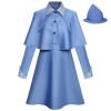 Oplxuo Fleur Delacour Cosplay Blue Dress for Women Witch Costume with Hat Cape Shawl 3 Piece Outfits Halloween Costumes view 1
