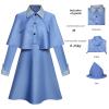 Oplxuo Fleur Delacour Cosplay Blue Dress for Women Witch Costume with Hat Cape Shawl 3 Piece Outfits Halloween Costumes view 2