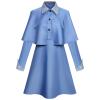 Oplxuo Fleur Delacour Cosplay Blue Dress for Women Witch Costume with Hat Cape Shawl 3 Piece Outfits Halloween Costumes view 3
