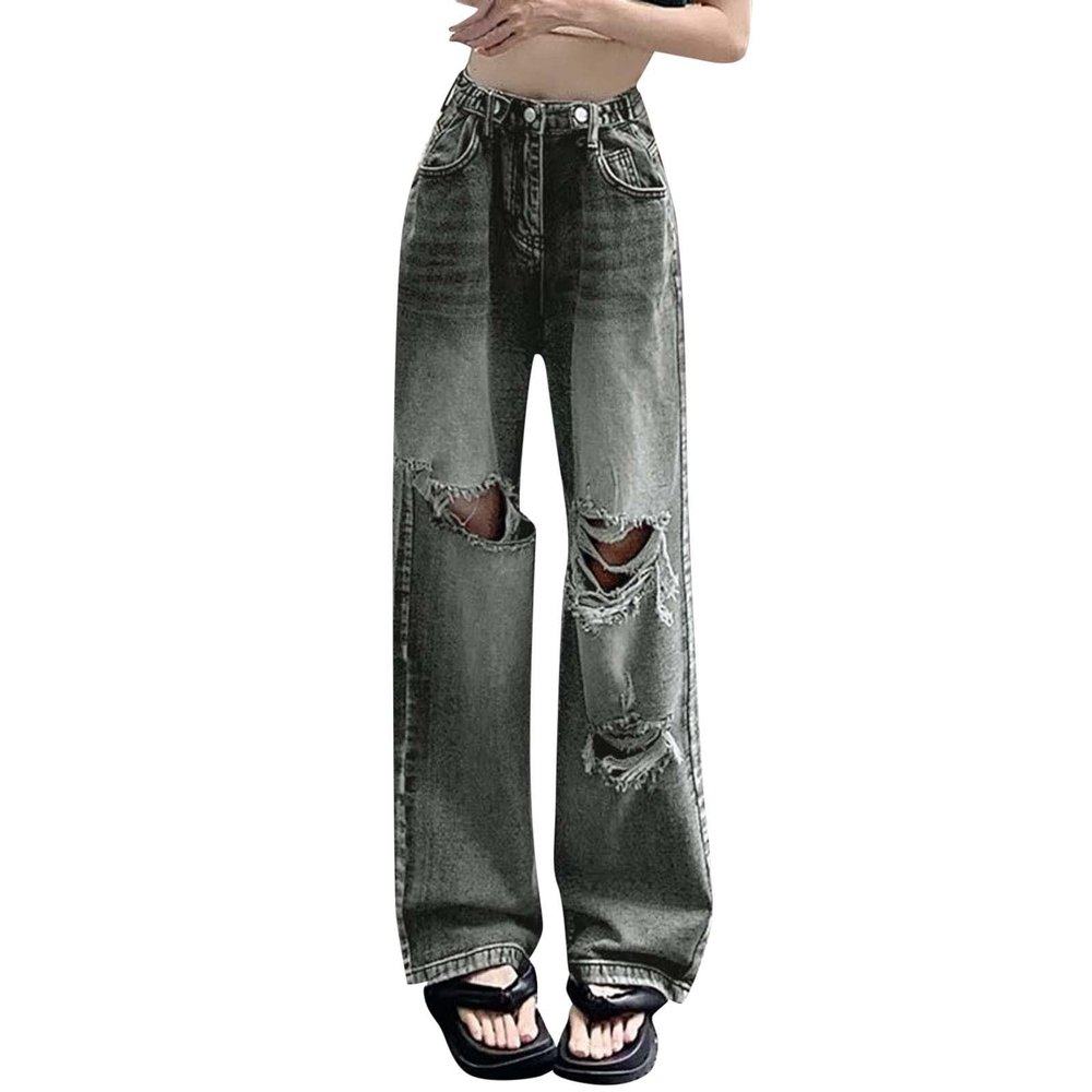 Vintage Jeans for Women Y2K Baggy Jeans High Waist Boyfriend Pants Wide Leg Denim Pants Hiphop Streetwear Teen Girls