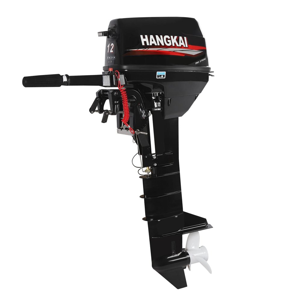 Liffshsy Long Shaft 169CC 12HP Outboard Motor Boat Engine, 2-Stroke Double Cylinders CDI Gas Powered Outboard Engine with Water Cooling System Heavy Duty Fishing Boat Motor