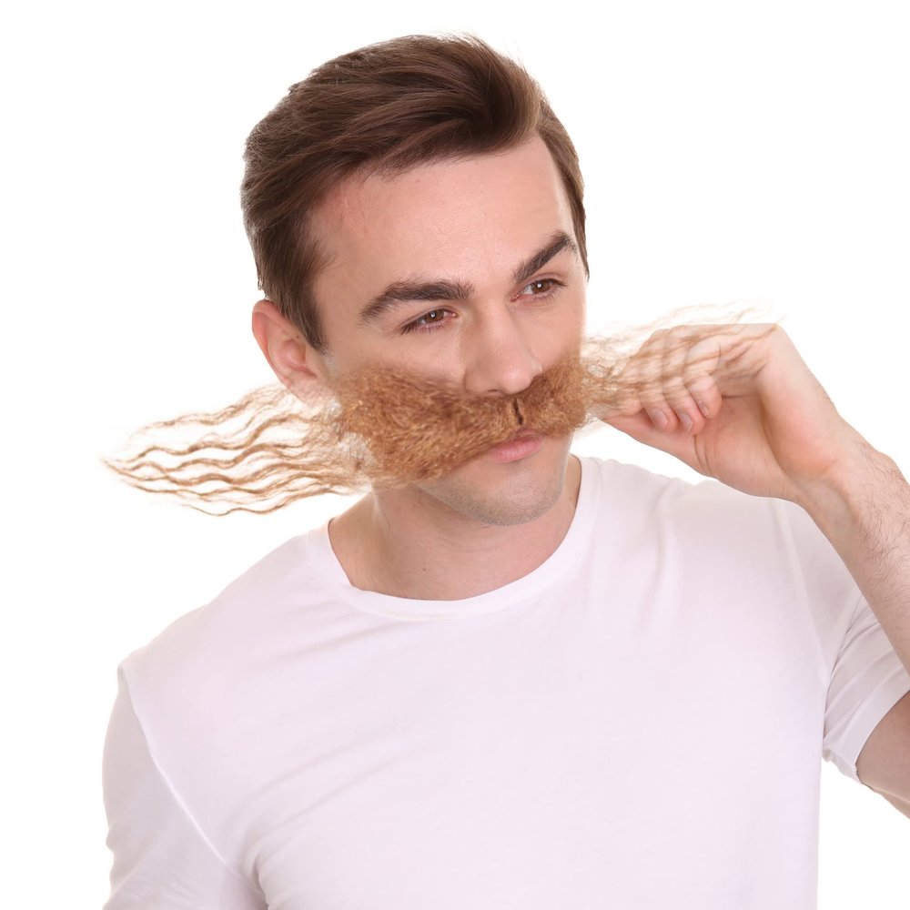 BC GOODS BY Men's Mechanical Genius Headwear with Curly Mustache Flame-Retardant Synthetic Fiber, Brown