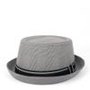 1pc Dad Bowler Porkpie Jazz Hat Fedora Hat Flat Pork Pie Hat for Gentleman Fengyan Sun Hats(Light Gray,58CM) view 1