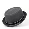 1pc Dad Bowler Porkpie Jazz Hat Fedora Hat Flat Pork Pie Hat for Gentleman Fengyan Sun Hats(Light Gray,58CM) view 3