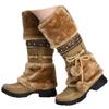 SACFOF Mid Calf Boots for Women,Winter Lace Up Pompoms Platform Anti-Slip Furry Snow Boots Fur Lined Keep Warm Knight Boots view 1
