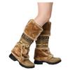 SACFOF Mid Calf Boots for Women,Winter Lace Up Pompoms Platform Anti-Slip Furry Snow Boots Fur Lined Keep Warm Knight Boots view 3