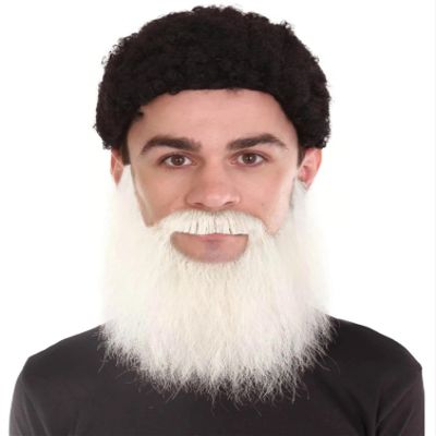 BC GOODS BY Adult Men's Extended Synthetic Beard for Costume Play, Flame-Retardant Synthetic Fiber, White