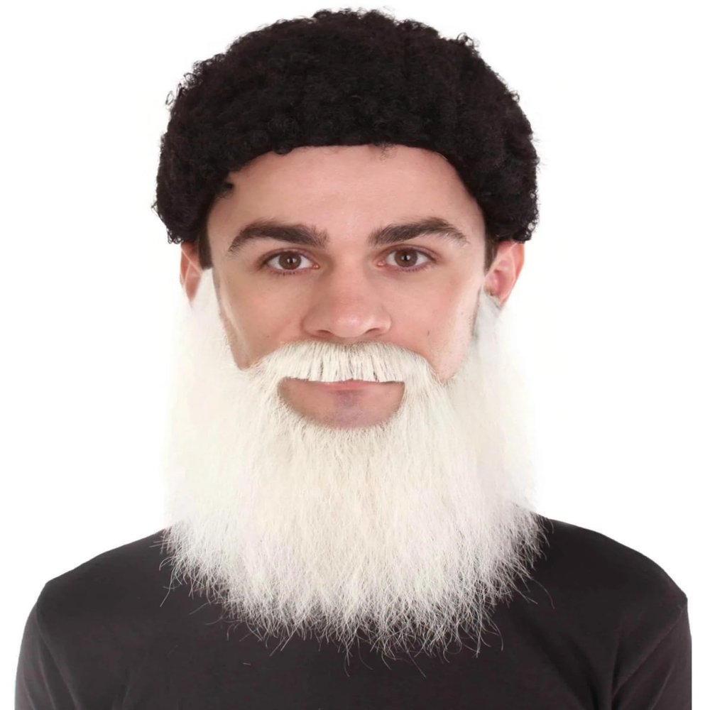BC GOODS BY Adult Men's Extended Synthetic Beard for Costume Play, Flame-Retardant Synthetic Fiber, White