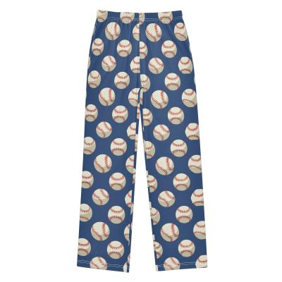 ALAZA Baseball Navy Blue Pajama Pants Long Sleep Pant Pajama Bottoms Elastic Waist with Pockets 13-14 Years